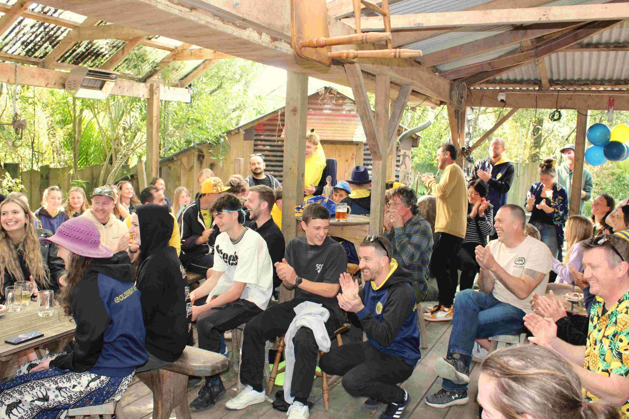 “Golden Bay Football Club prizegiving at The Mussel Inn, just 10 minutes’ drive from The Station House Motel in Collingwood.”